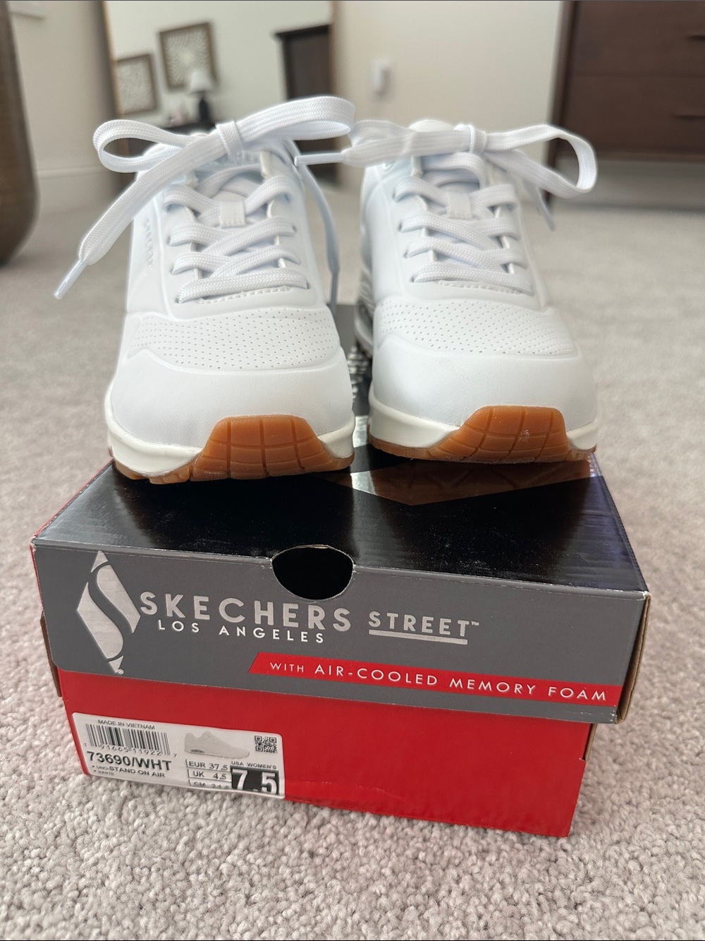 Skechers White Sneakers with Gum Outsole